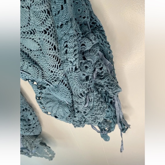 Magnolia Pearl Teal Crochet Silk Ribbon Patchwork Overalls ⭐️Please Read - Picture 12 of 16